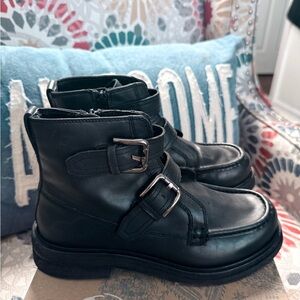 Free People Black Leather  Isla Moto Boots